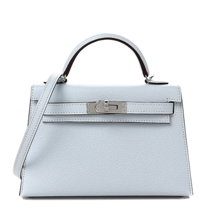 Hermes Chevre Mysore Mini Kelly Sellier 20 Bleu Brume 1 of 8