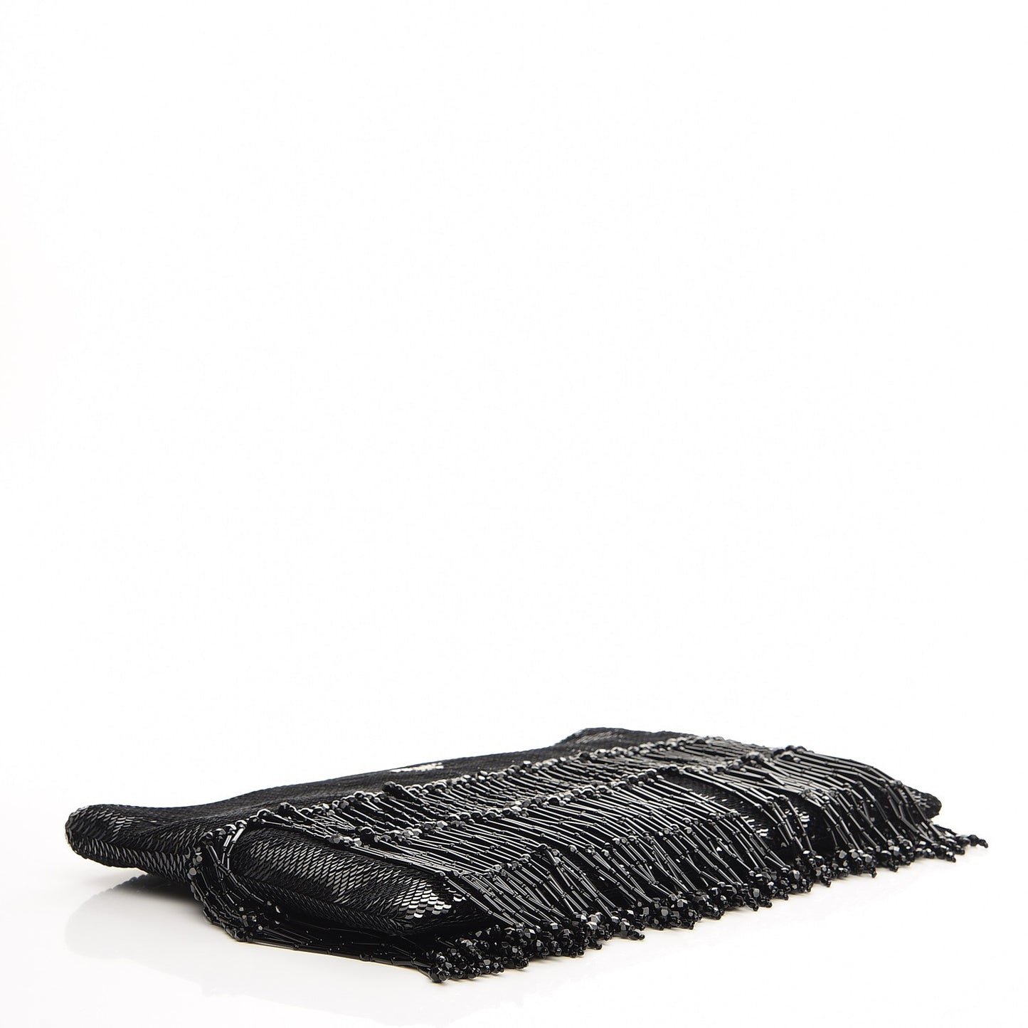 Sequin Beaded Flat Clutch Black