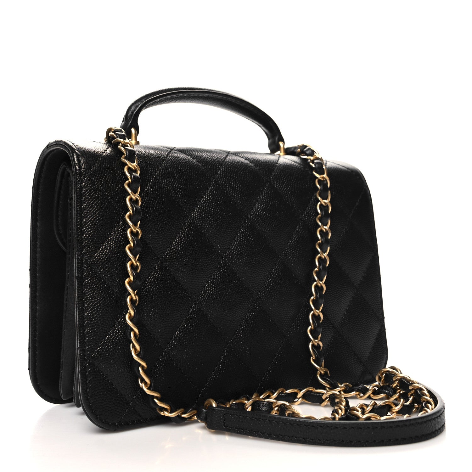 Chanel Caviar Quilted Mini Top Handle Flap Black 3 of 12