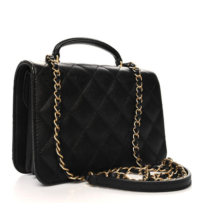 Chanel Caviar Quilted Mini Top Handle Flap Black 3 of 12