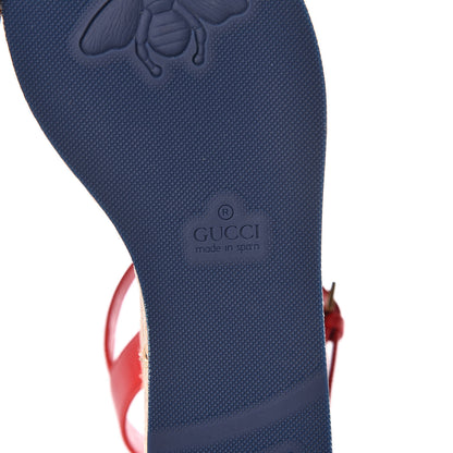 Gucci Cotton Malaga Kid Crochet Pearly GG Lilibeth Espadrille Platform Sandals 36 Hibiscus Red 6 of 13