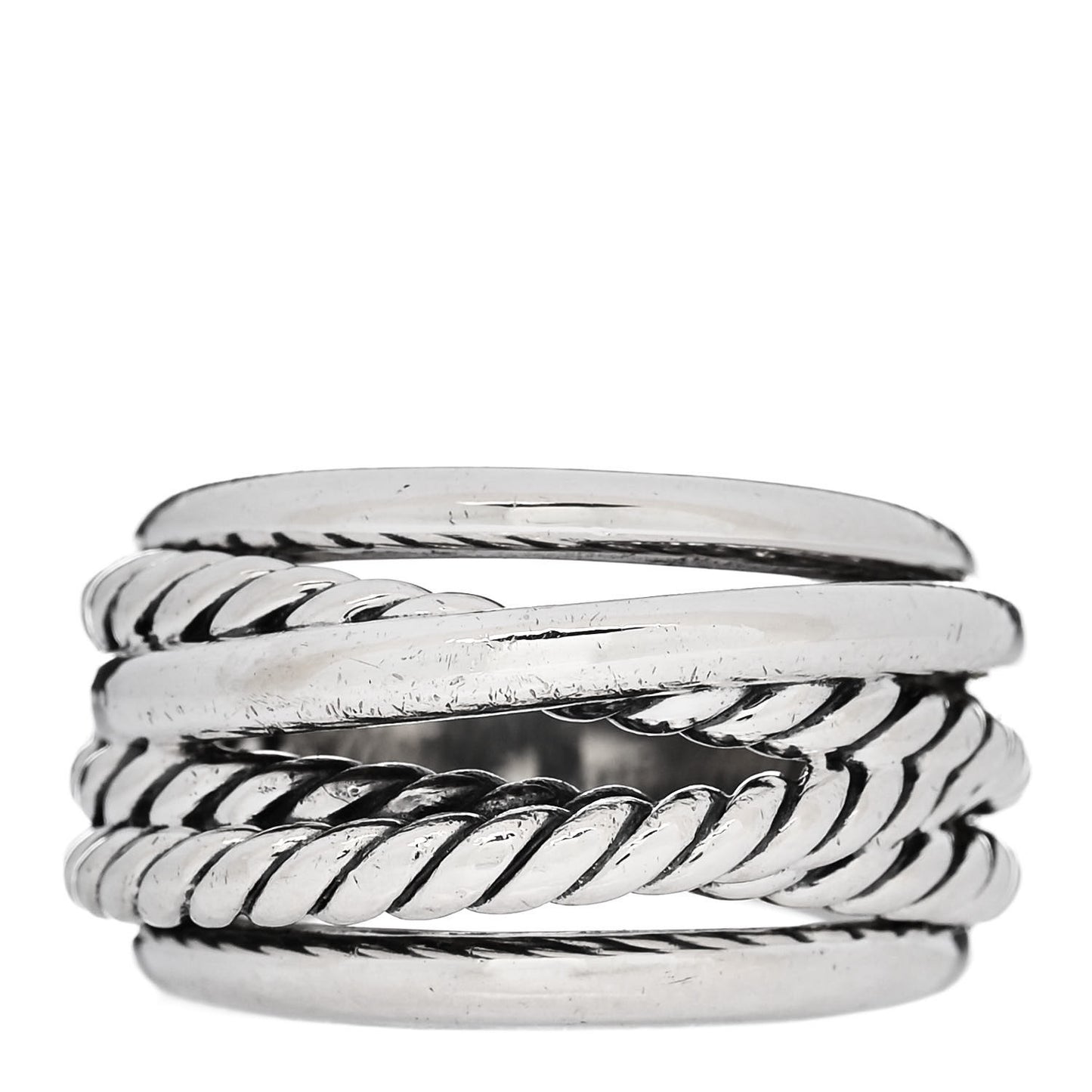 Sterling Silver 14mm Wide Crossover Cable Ring 54 7