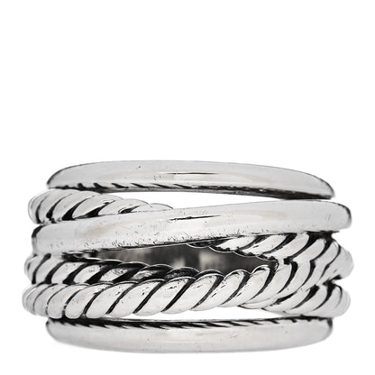 David Yurman Sterling Silver 14mm Wide Crossover Cable Ring 54 7 1 of 4