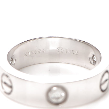 Cartier 18K White Gold 3 Diamond 5.5mm LOVE Ring 54 6.75 5 of 5