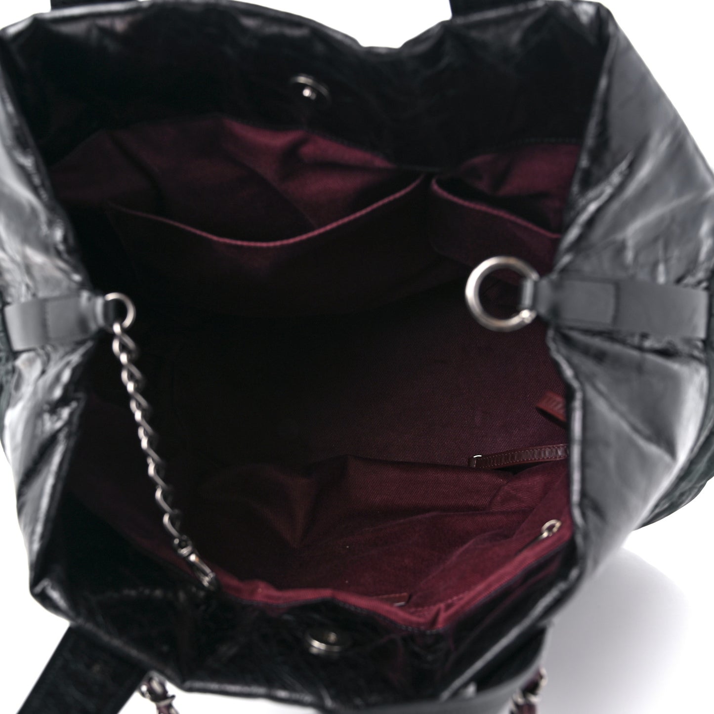 Iridescent Calfskin Quilted Large In The Mix Tote Black