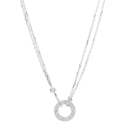 Cartier 18K White Gold 2 Diamond LOVE Necklace 1 of 6