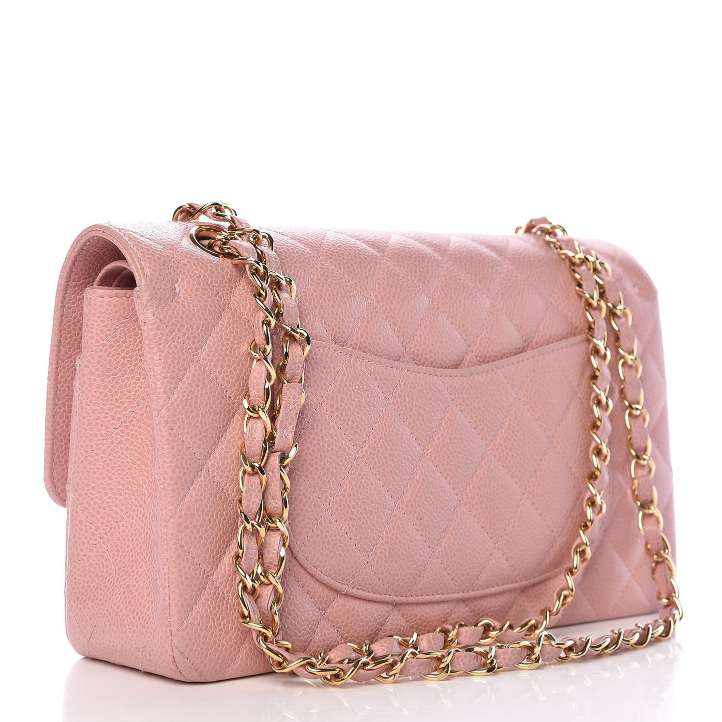 Caviar Quilted Medium Double Flap Pink