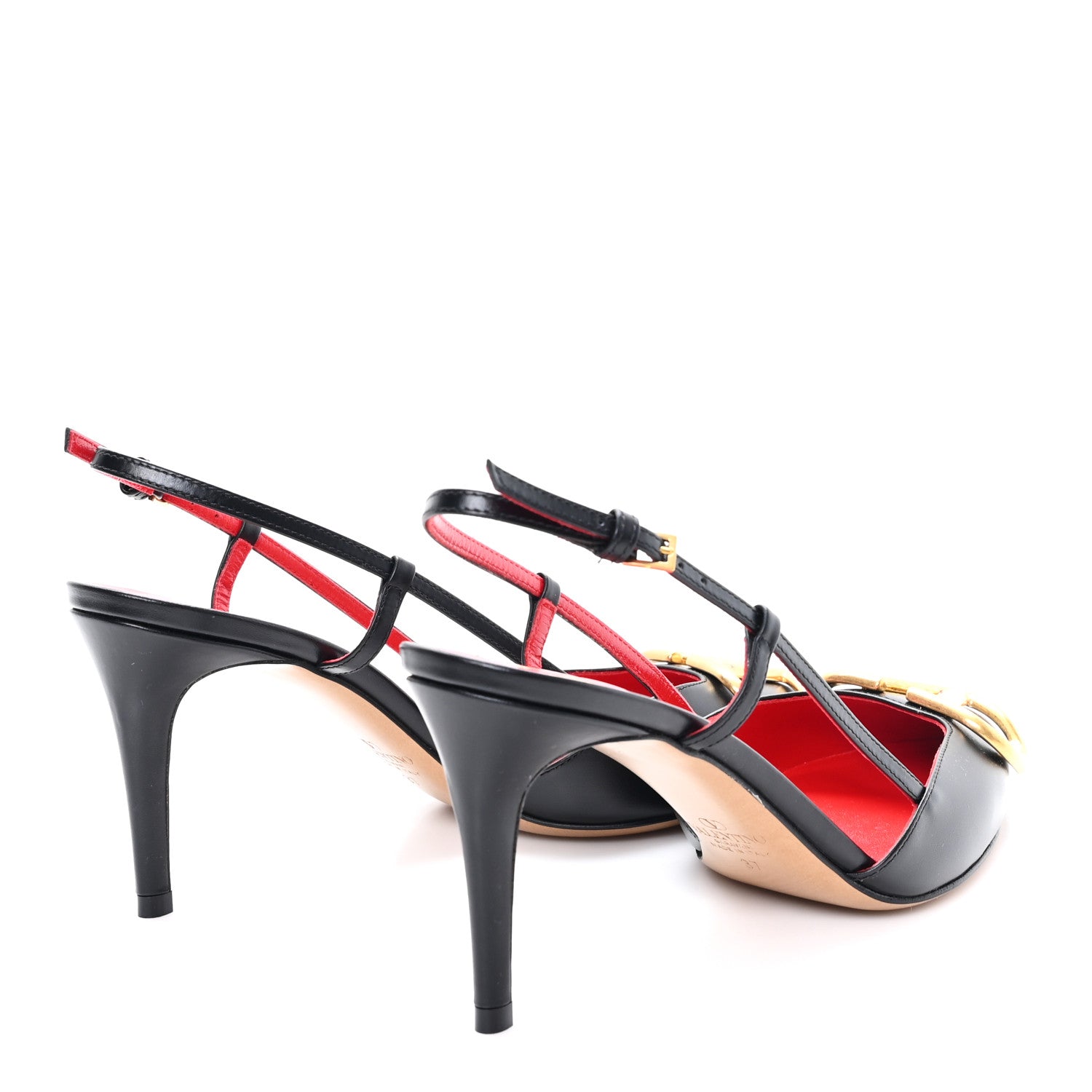 Valentino Garavani Calfskin Vlogo Slingback 80mm Pumps 37 Black 5 of 9