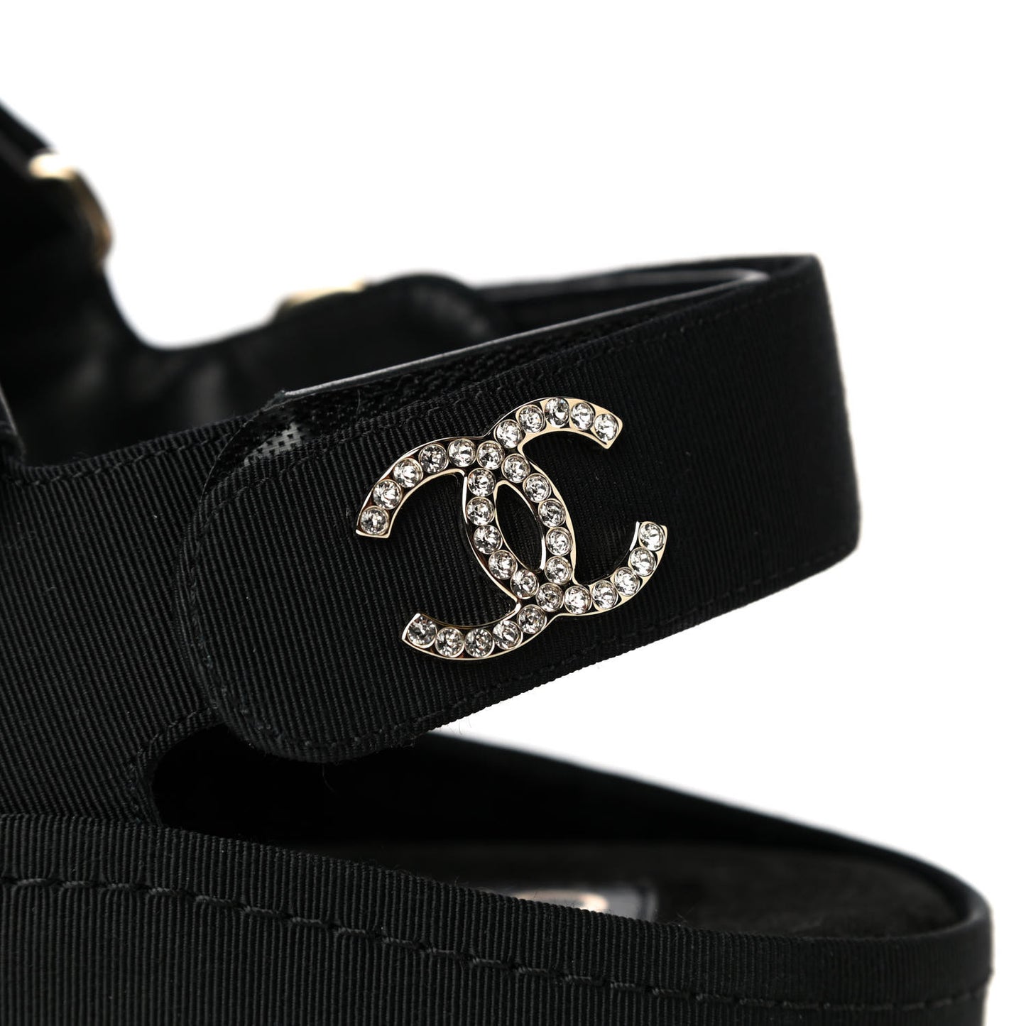 Grosgrain Crystal Logo Platform Sandals 36 Black