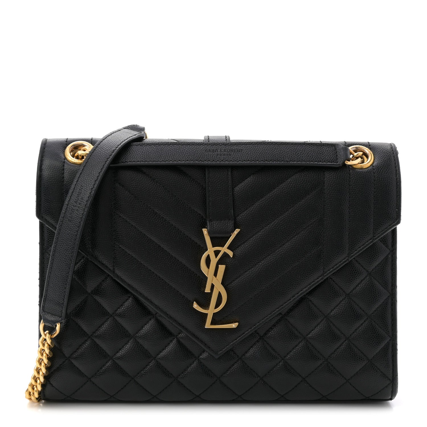 Saint Laurent Grain De Poudre Textured Mixed Matelasse Triquilt Medium Monogram Satchel Black 1 of 11