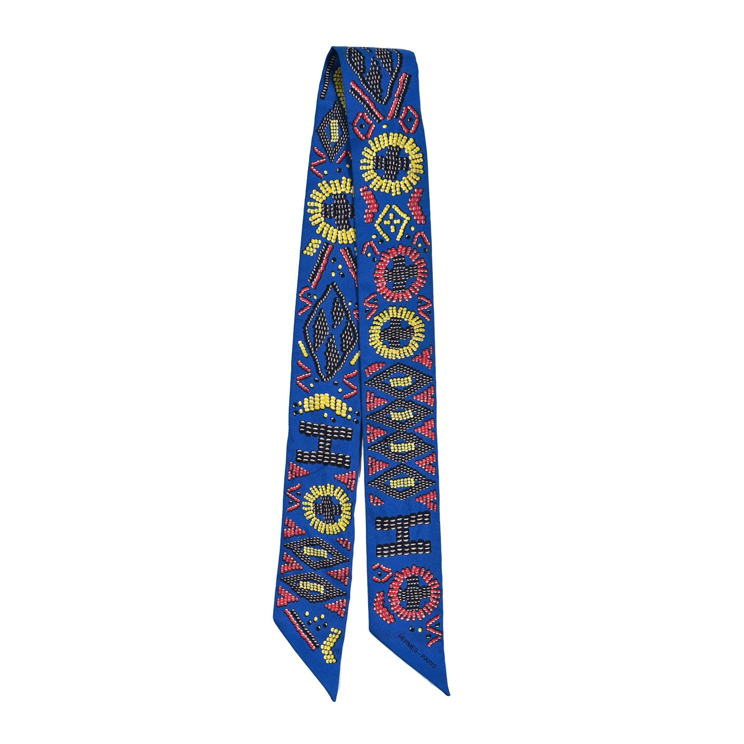 Hermes Silk Kelly En Perles Twilly Bleu Royal Jaune Framboise 2 of 3