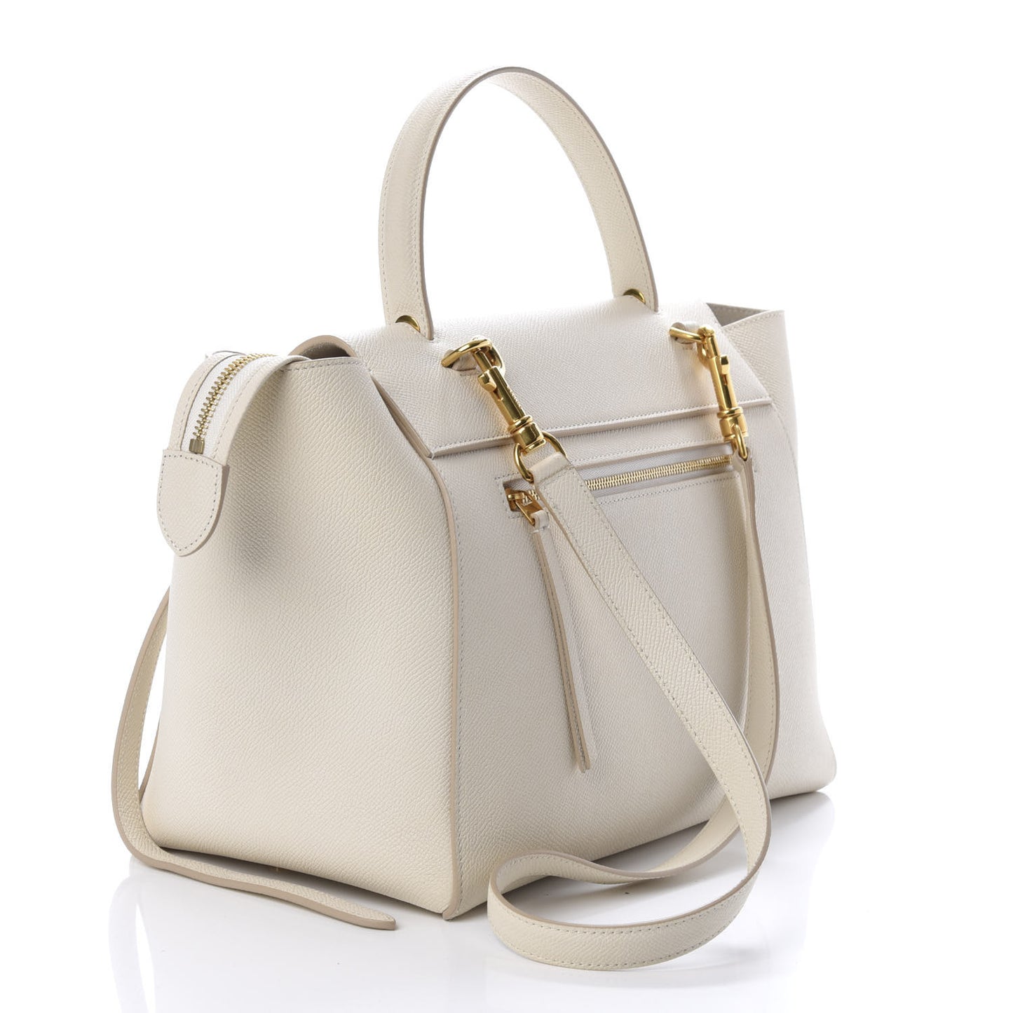 Grained Calfskin Micro Belt Bag White
