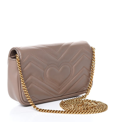 Gucci Calfskin Matelasse Super Mini GG Marmont Shoulder Bag Porcelain Rose 2 of 14