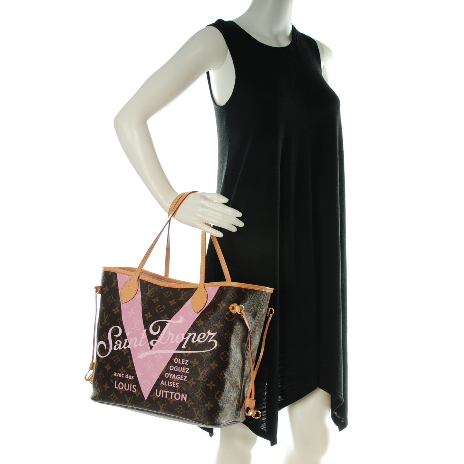 Louis Vuitton Monogram Saint Tropez V Neverfull MM Rose Ballerine 2 of 8