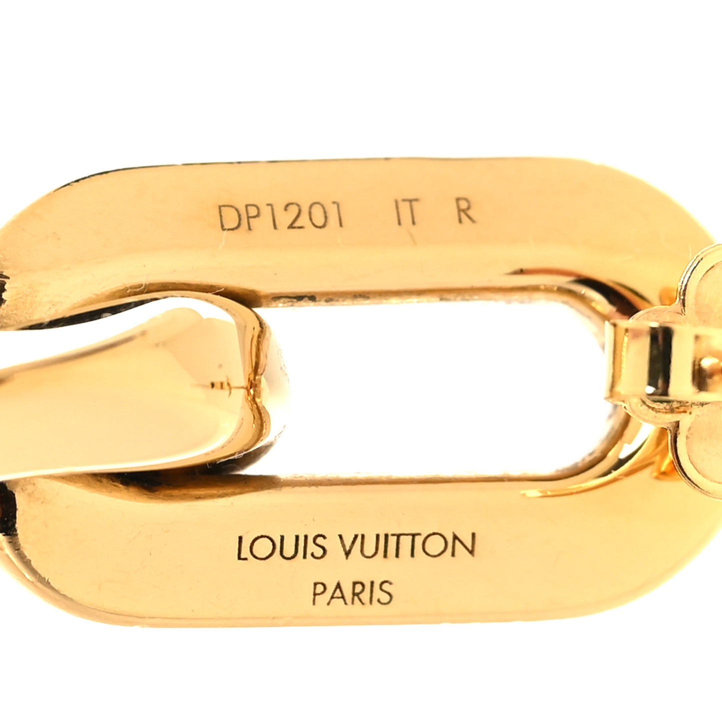 Metal LV Edge Double Hoop Earrings Gold