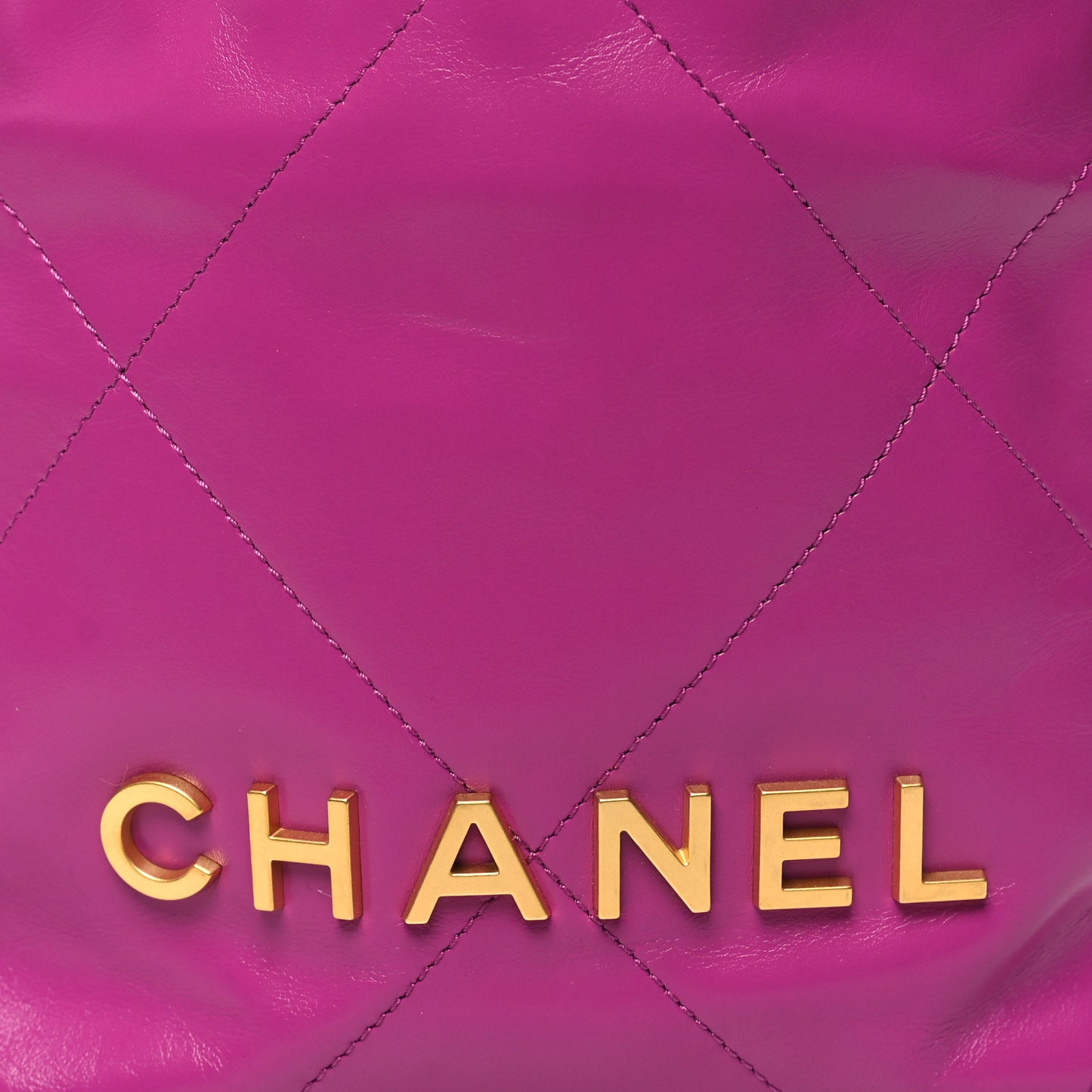 Shiny Calfskin Quilted Mini Chanel 22 Purple