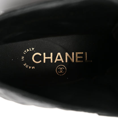 Chanel Shiny Lambskin Quilted Lace Up Combat Boots 38.5 Black 8 of 9