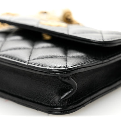 Chanel Lambskin Quilted Maxi Pearl Clutch With Chain Black 11 of 12