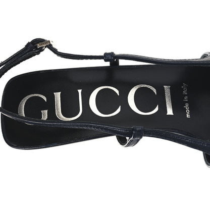 Gucci GG Monogram Malaga Kid Crystal Square G 75mm Slingback Pumps 36.5 Beige Blue 8 of 9