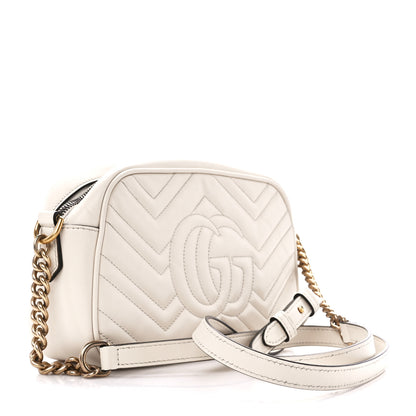 Gucci Calfskin Matelasse Small GG Marmont Chain Shoulder Bag White 3 of 13