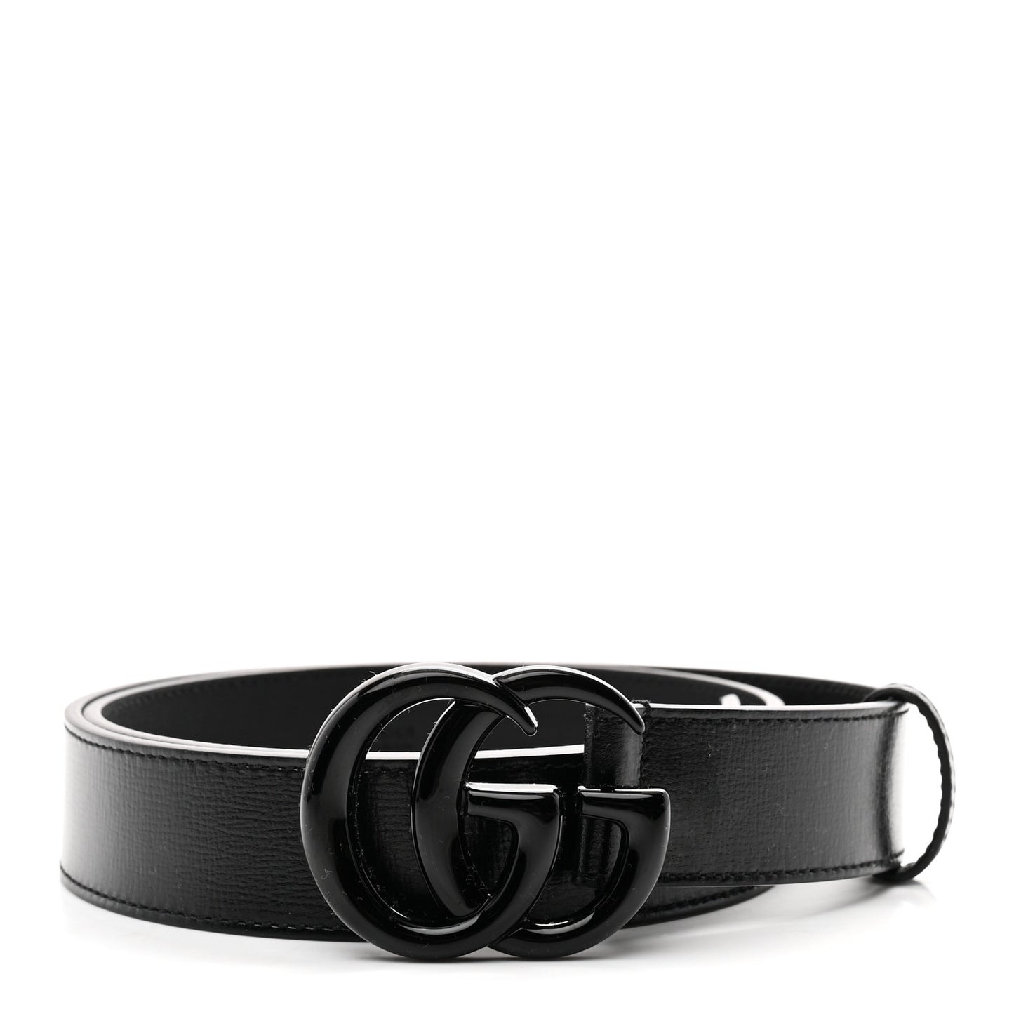 Azalea Calfskin Enamel Monochrome Double G 30mm Belt 85 34 Black