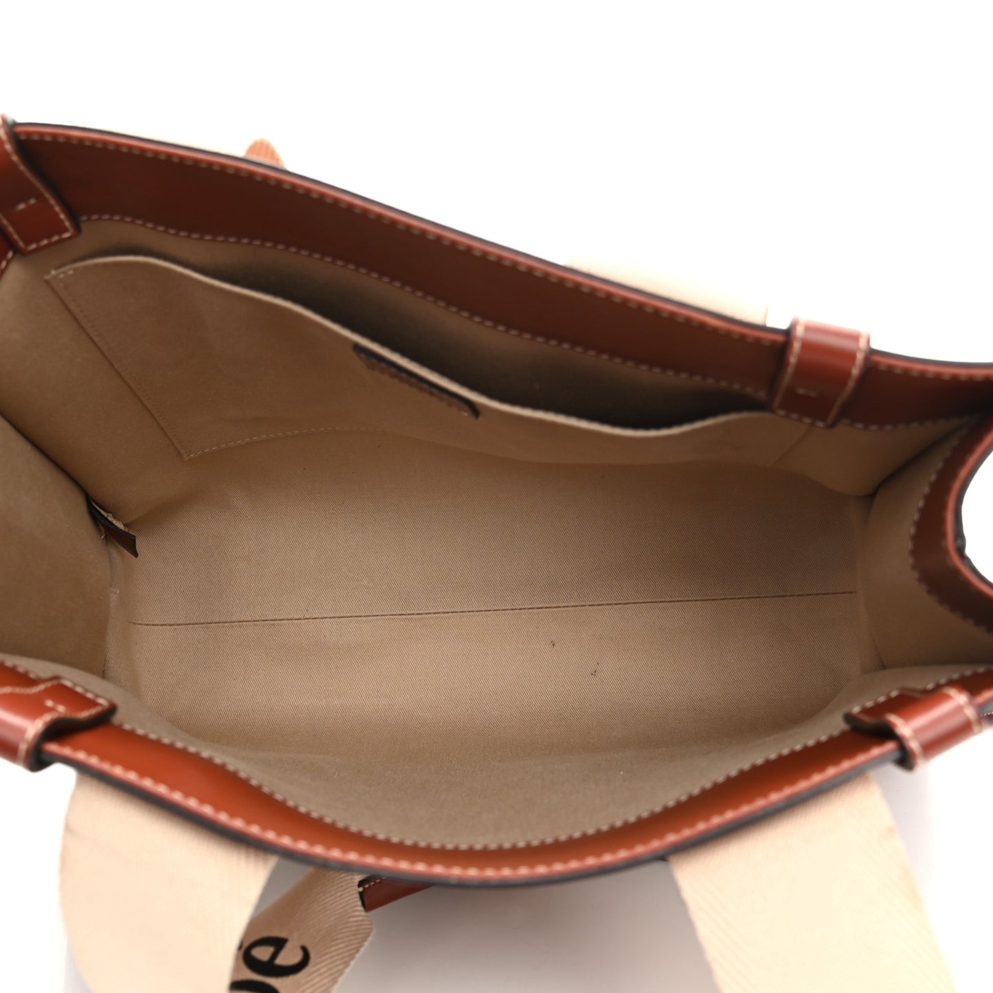 Calfskin Medium Woody Ribbon Tote Sepia Brown