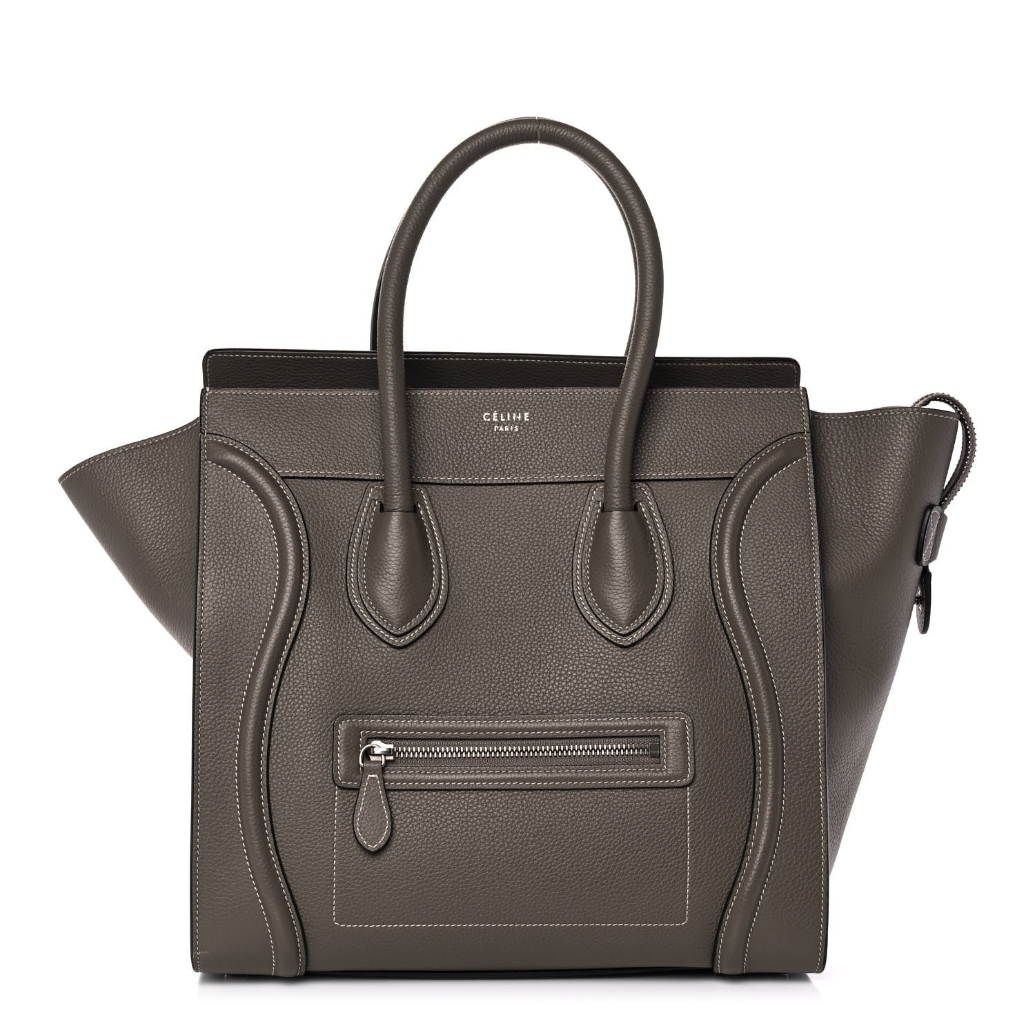 Celine Drummed Calfskin Mini Luggage Souris 1 of 12