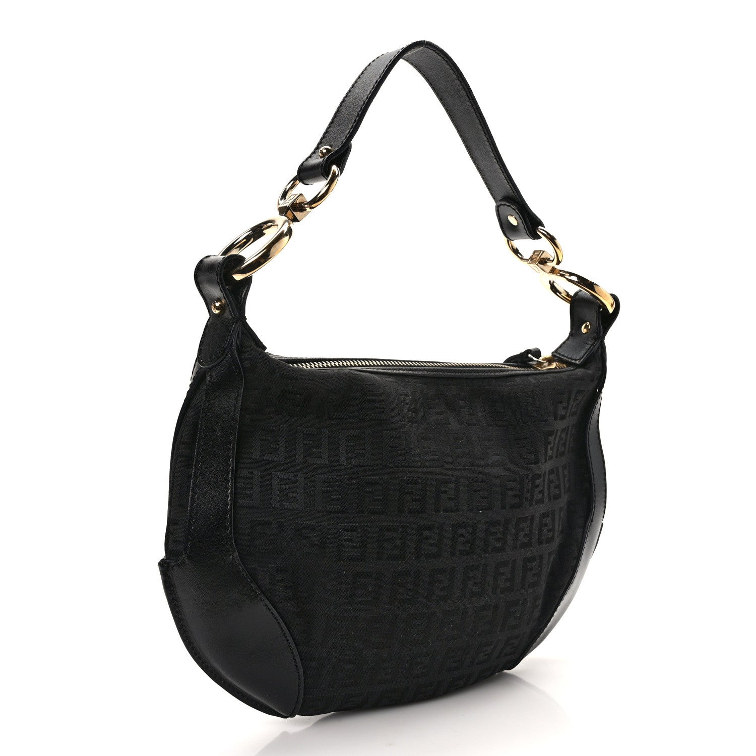 Fendi Zucchino Cuoio Chef Pocket Shoulder Bag Black 3 of 9