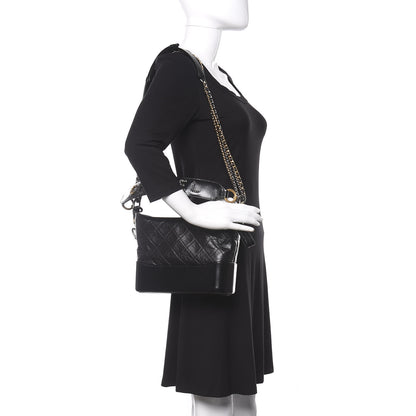 Chanel Aged Calfskin Quilted Small Gabrielle Logo Hobo Black 2 of 10
