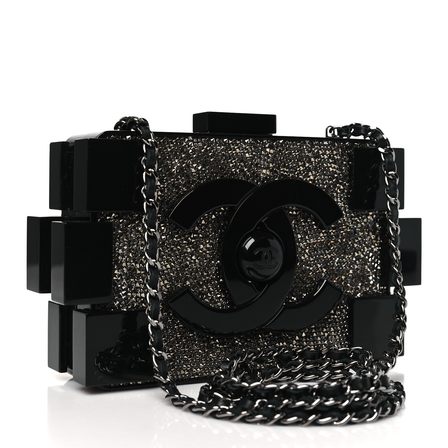 Chanel Plexiglass Crystal Lego Clutch Black 3 of 10