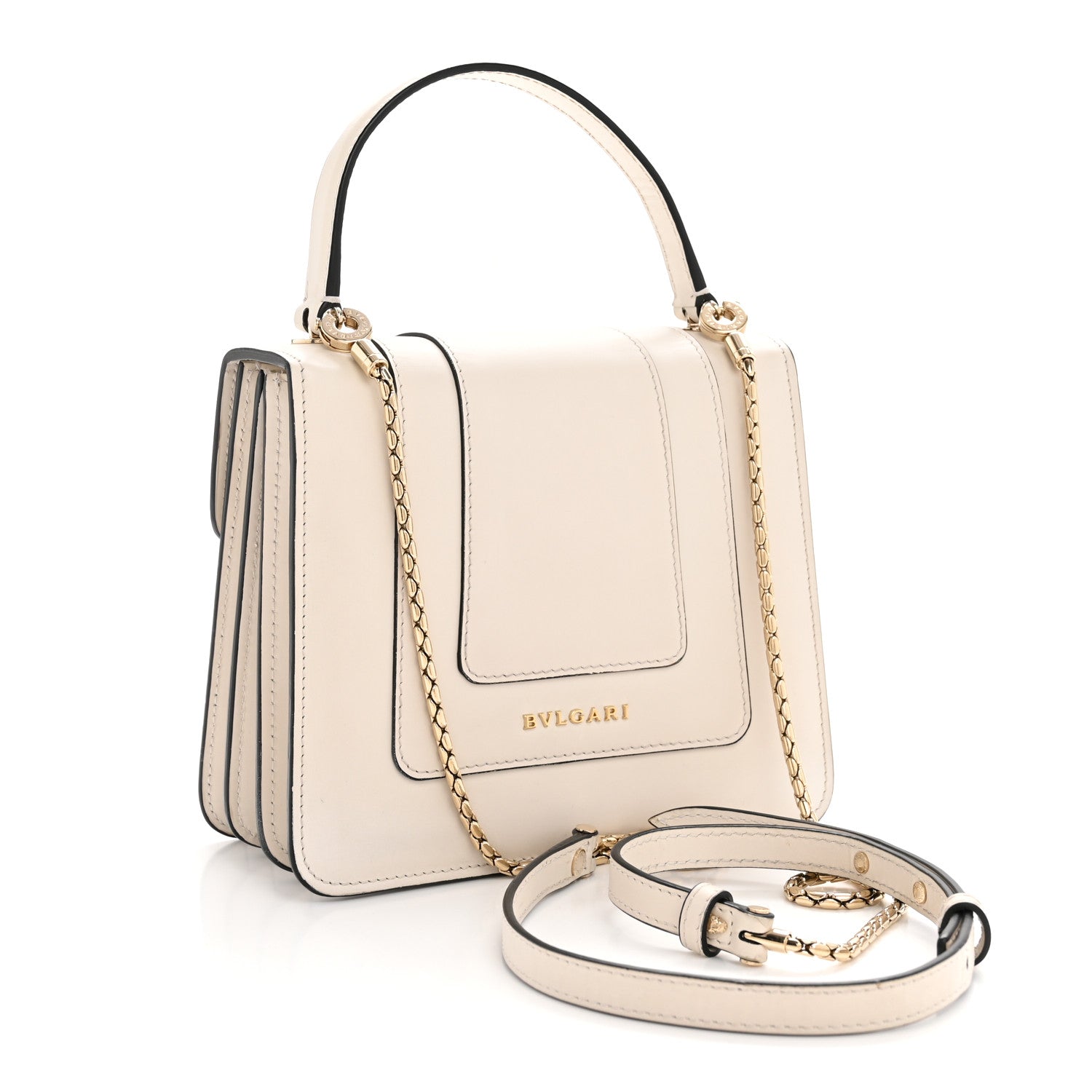 Bulgari Calfskin Serpenti Forever Top Handle White 3 of 13
