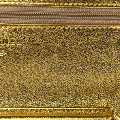 Chanel Metallic Calfskin Crocodile Embossed Cocodile Wallet On Chain WOC Gold 13 of 14