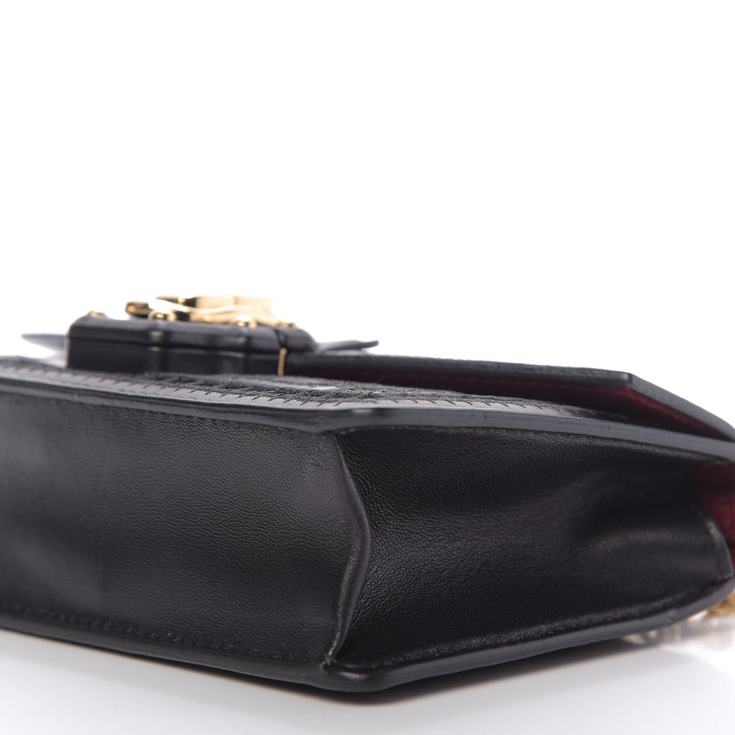 Calfskin Lace Embroidered Lucia Mini Clutch Shoulder Bag Black