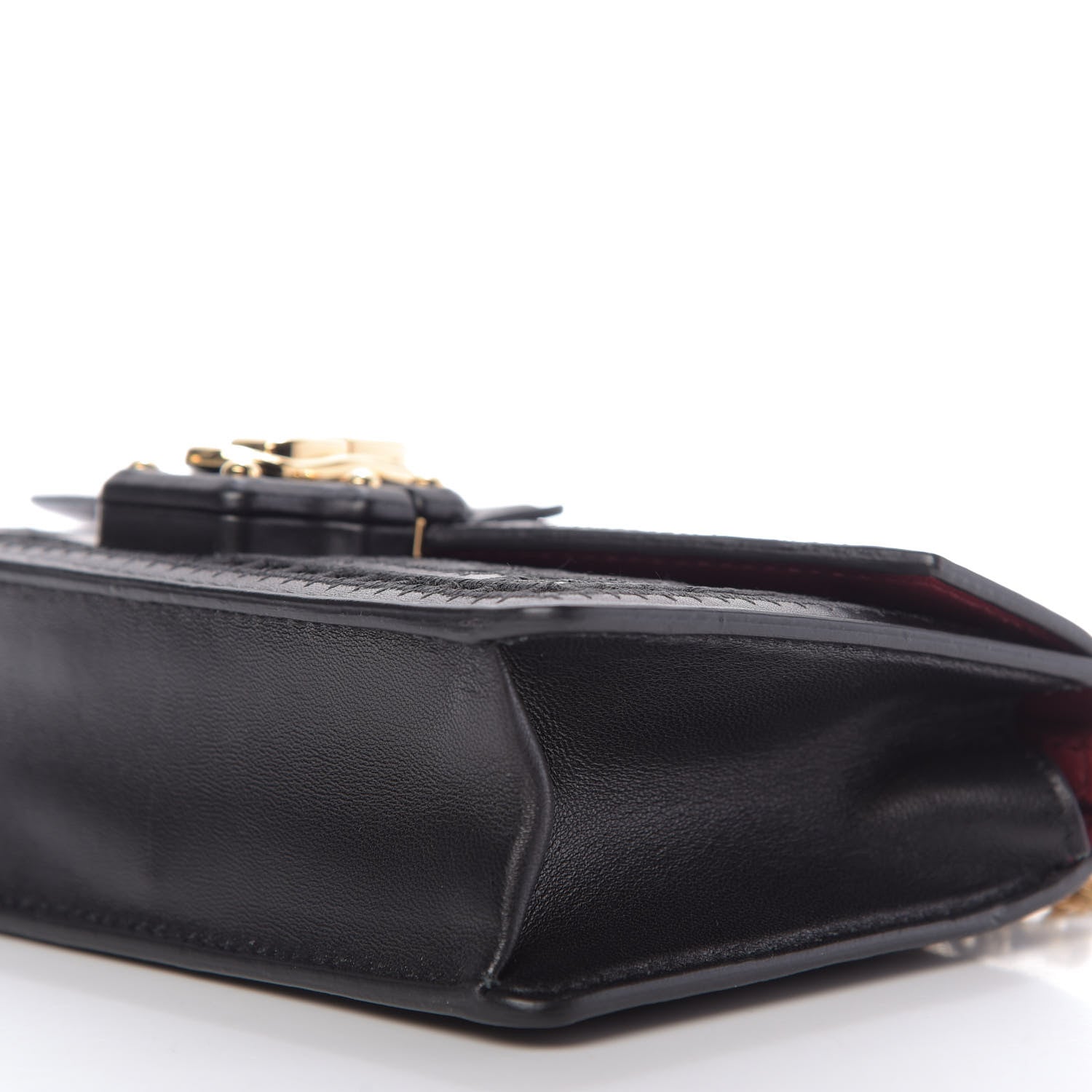 Dolce & Gabbana Calfskin Lace Embroidered Lucia Mini Clutch Shoulder Bag Black 7 of 8