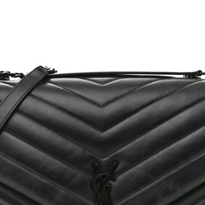 Saint Laurent Calfskin Y Quilted Monogram Monochrome Large Loulou Chain Satchel Black 8 of 13
