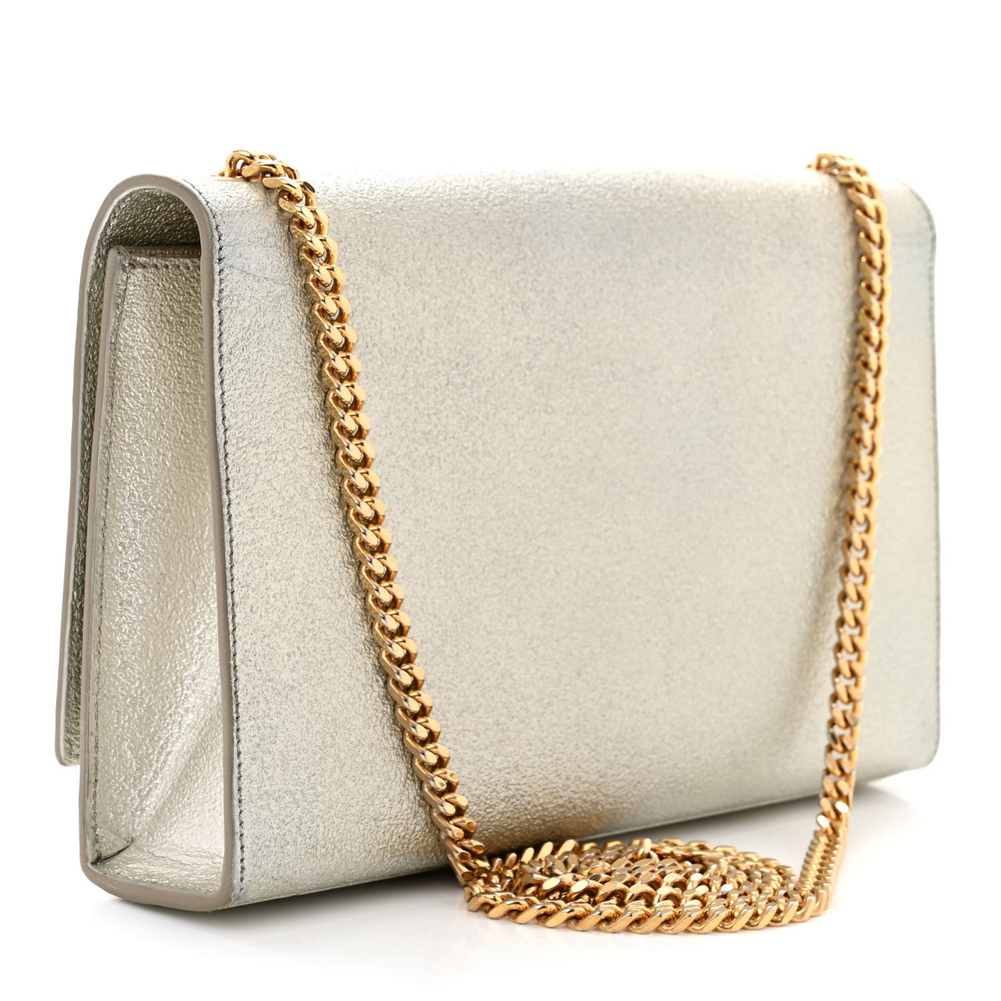 Metallic Calfskin Medium Classic Monogram Kate Satchel Pale Gold