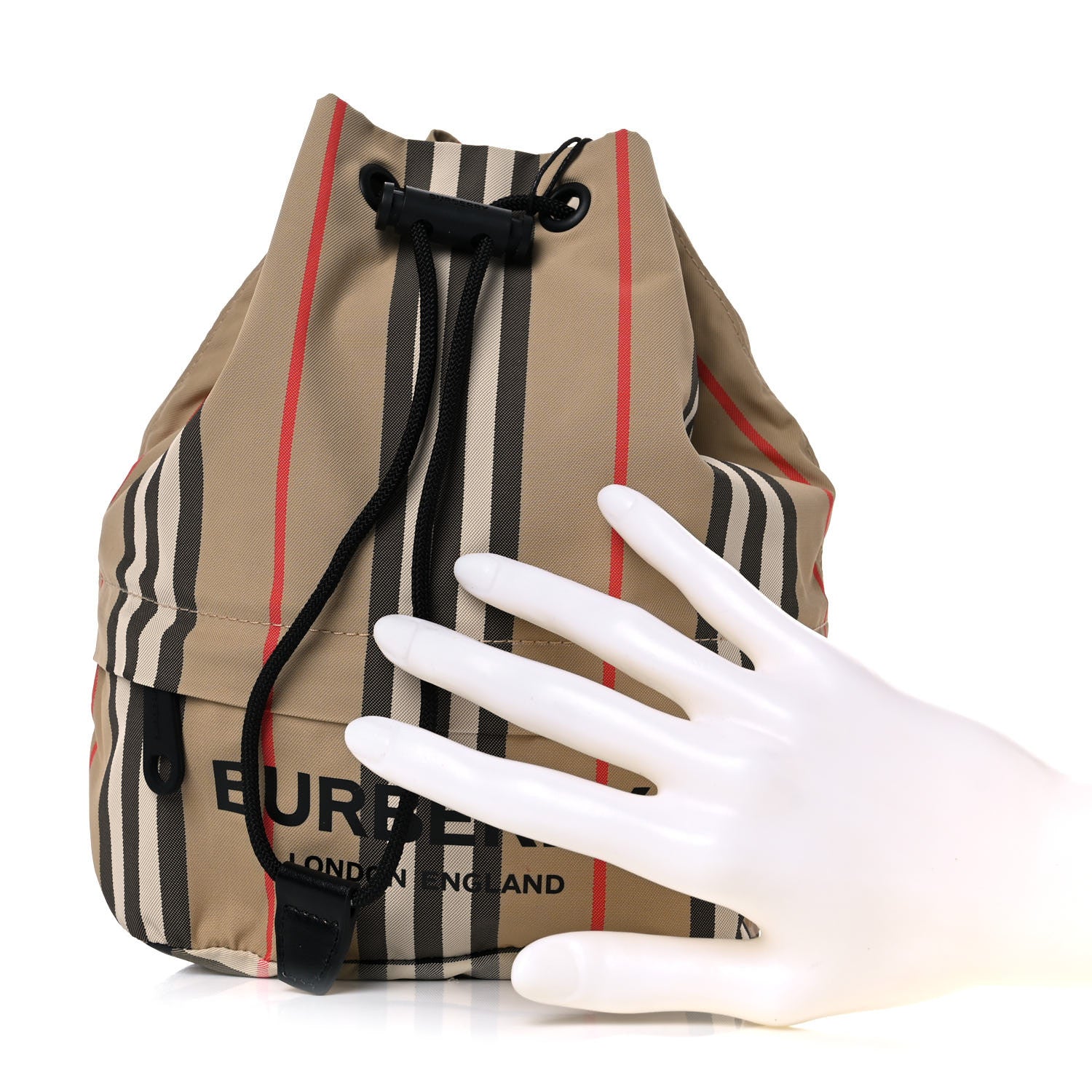 Burberry Econyl Icon Stripe Phoebe Drawcord Pouch Archive Beige 2 of 14