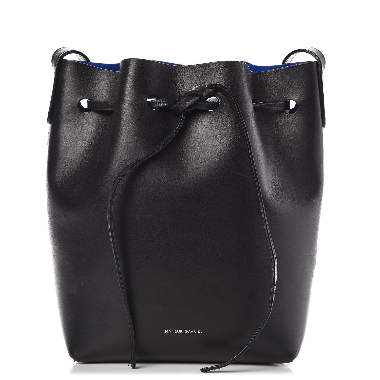 Mansur Gavriel Calfskin Mini Bucket Bag Black Royal 1 of 12