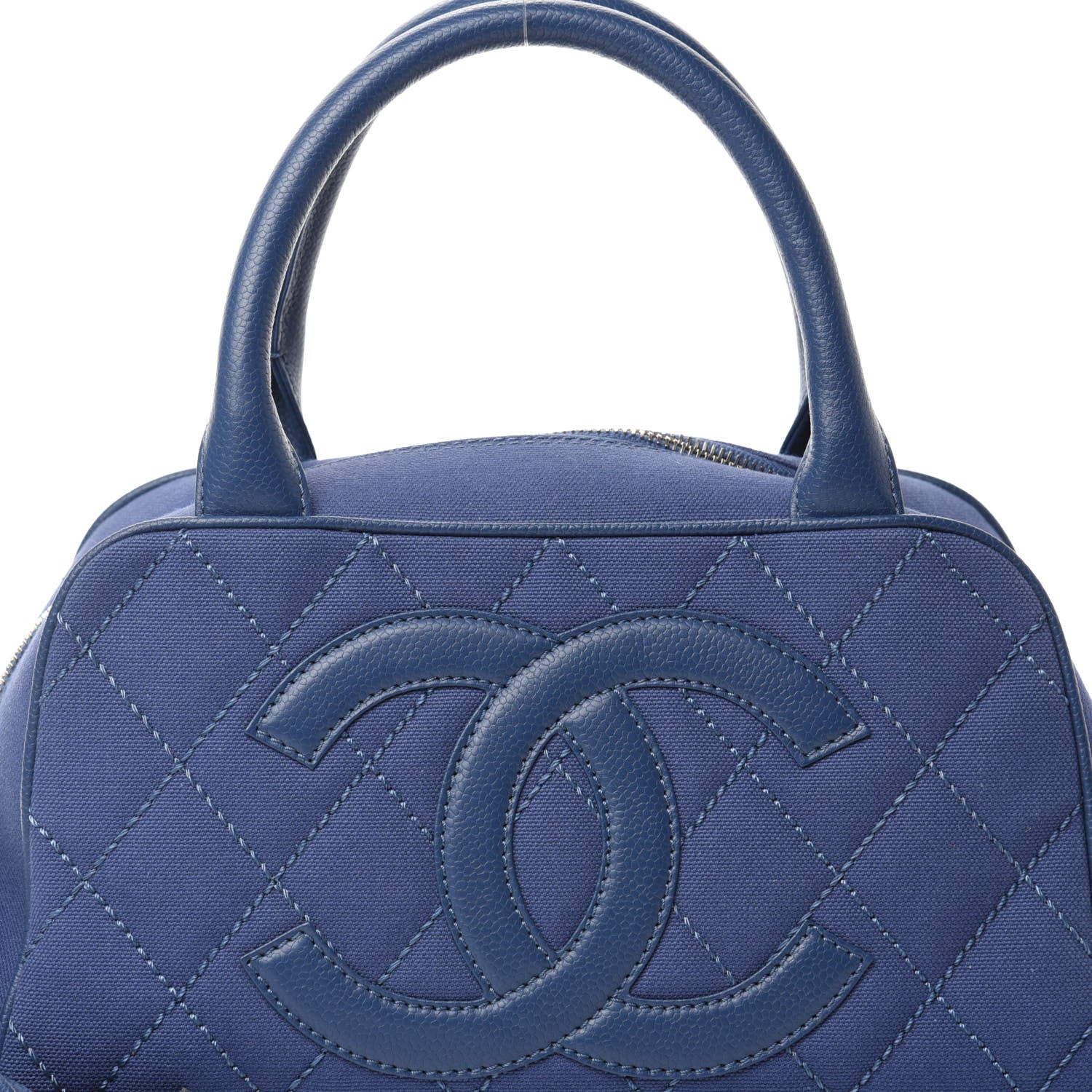 Chanel Canvas Quilted Small Tassel Bowler Blue 10 of 10