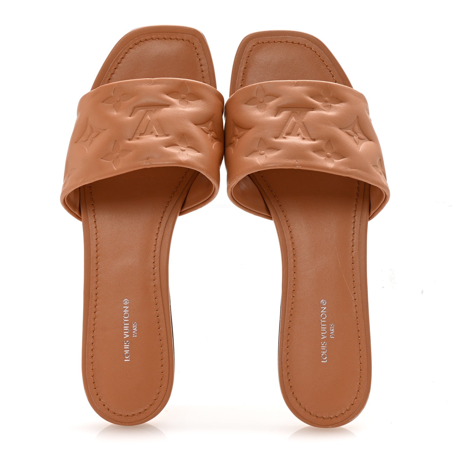 Louis Vuitton Lambskin Embossed Monogram Revival Flat Mules 38 Arizona 2 of 9