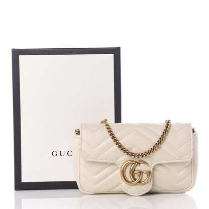 Gucci Calfskin Matelasse Super Mini GG Marmont Shoulder Bag White 11 of 11