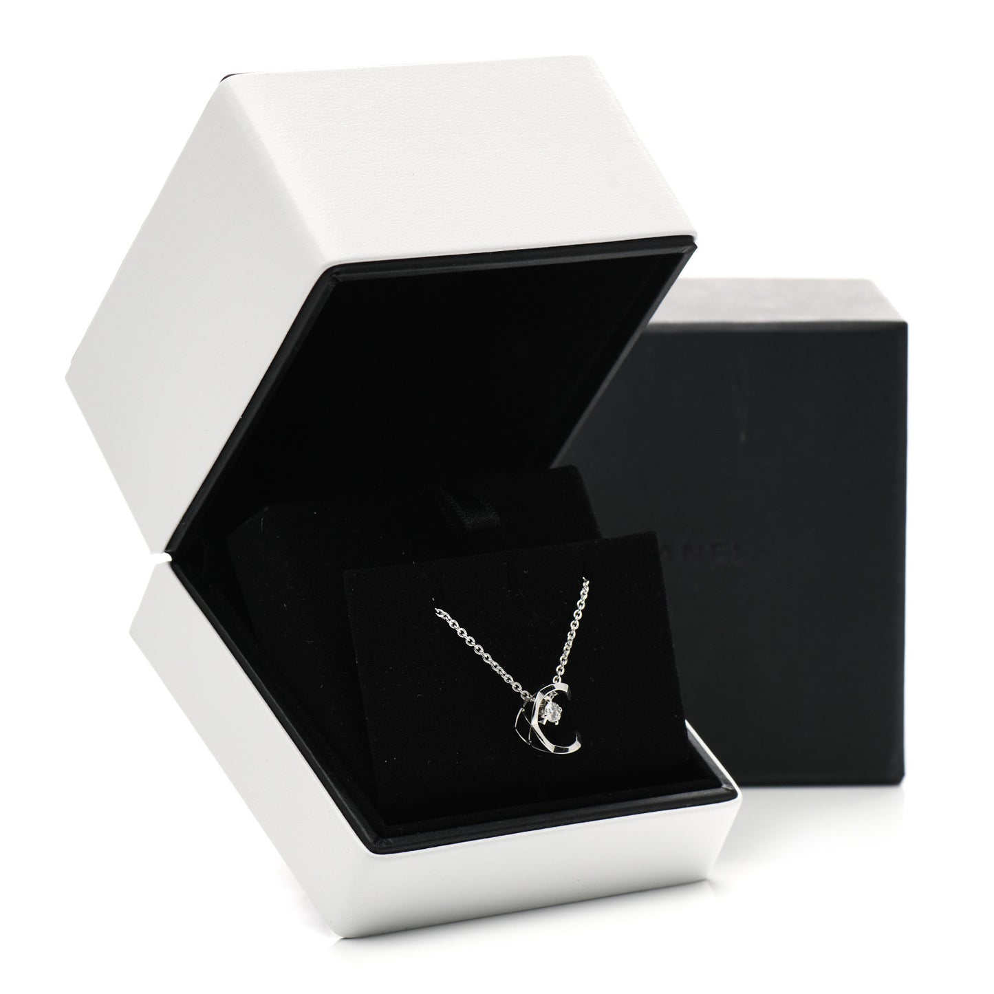 18K White Gold Diamond Coco Crush C Necklace