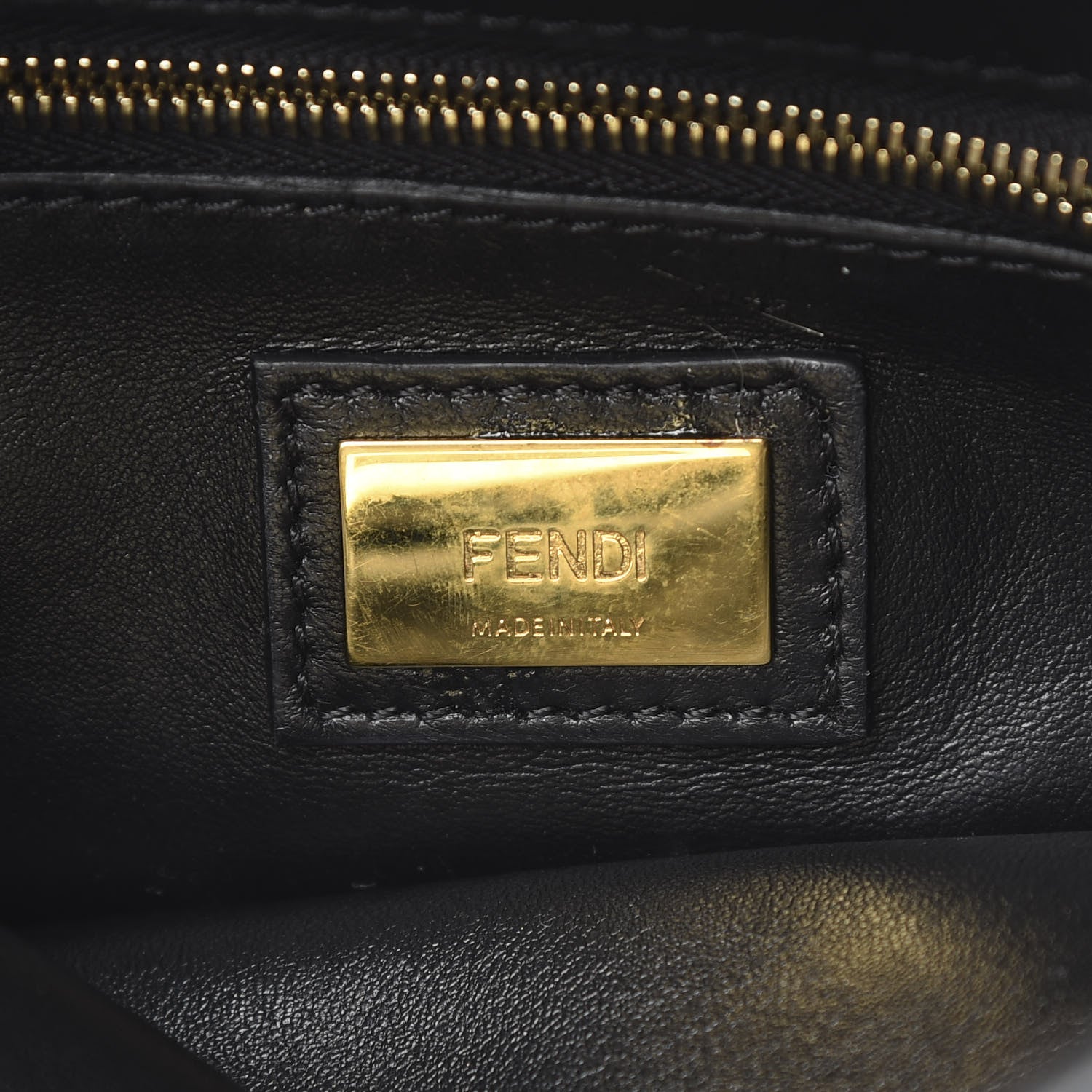 Fendi Shearling Nappa Macro FF 1974 Mini Peekaboo Iconic Satchel Tobacco Black 9 of 14