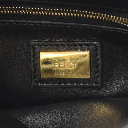 Fendi Shearling Nappa Macro FF 1974 Mini Peekaboo Iconic Satchel Tobacco Black 9 of 14
