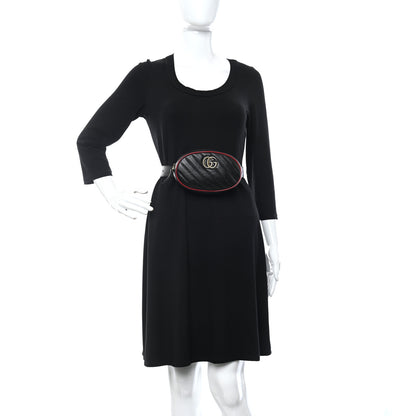 Gucci Azalea Calfskin Matelasse Diagonal Torchon GG Marmont Belt Bag 75 30 Black Romantic Cerise 2 of 10