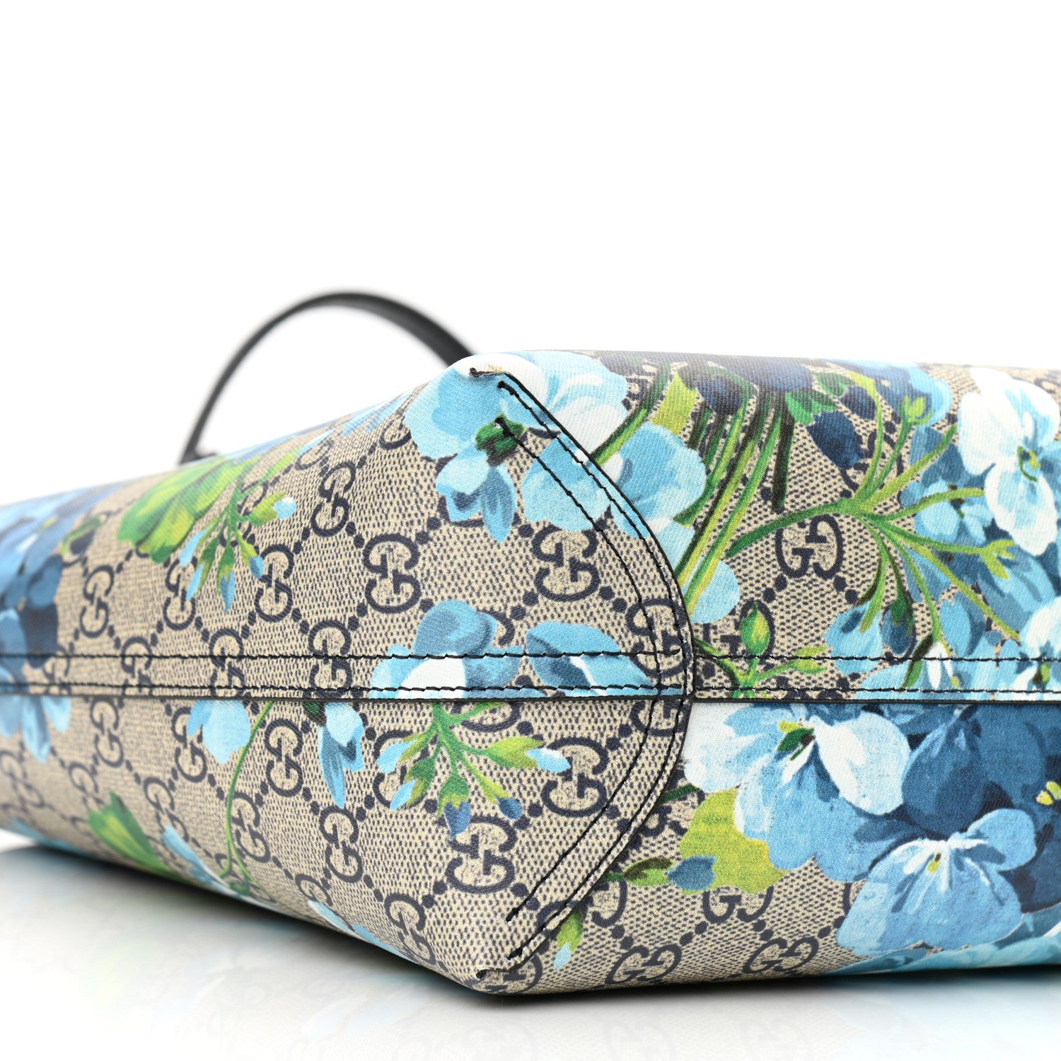 Gucci GG Supreme Monogram Blooms Small Reversible Tote Beige Blue Navy 8 of 9