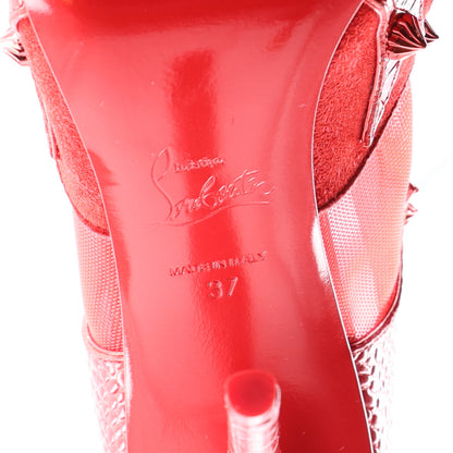 Christian Louboutin Embossed Alligator Veau Velours Mesh Studded Mulatiag 100 Pumps 37 Loubi 8 of 9