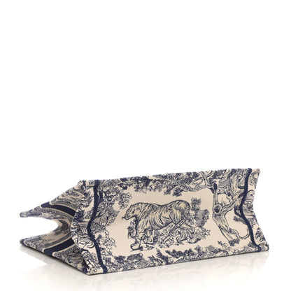 Christian Dior Canvas Embroidered Medium Dioriviera Toile De Jouy Book Tote Blue 4 of 11