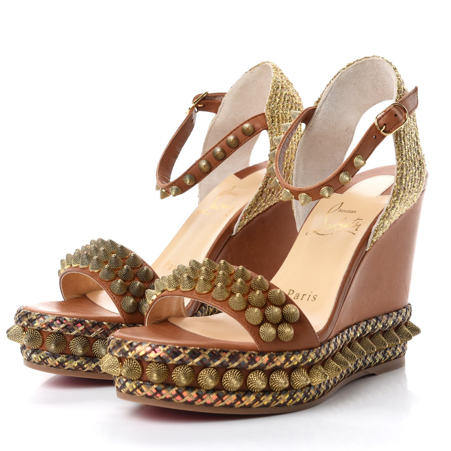 Calfskin Cordorella 110 Wedge Sandals 35 Version Cuoio