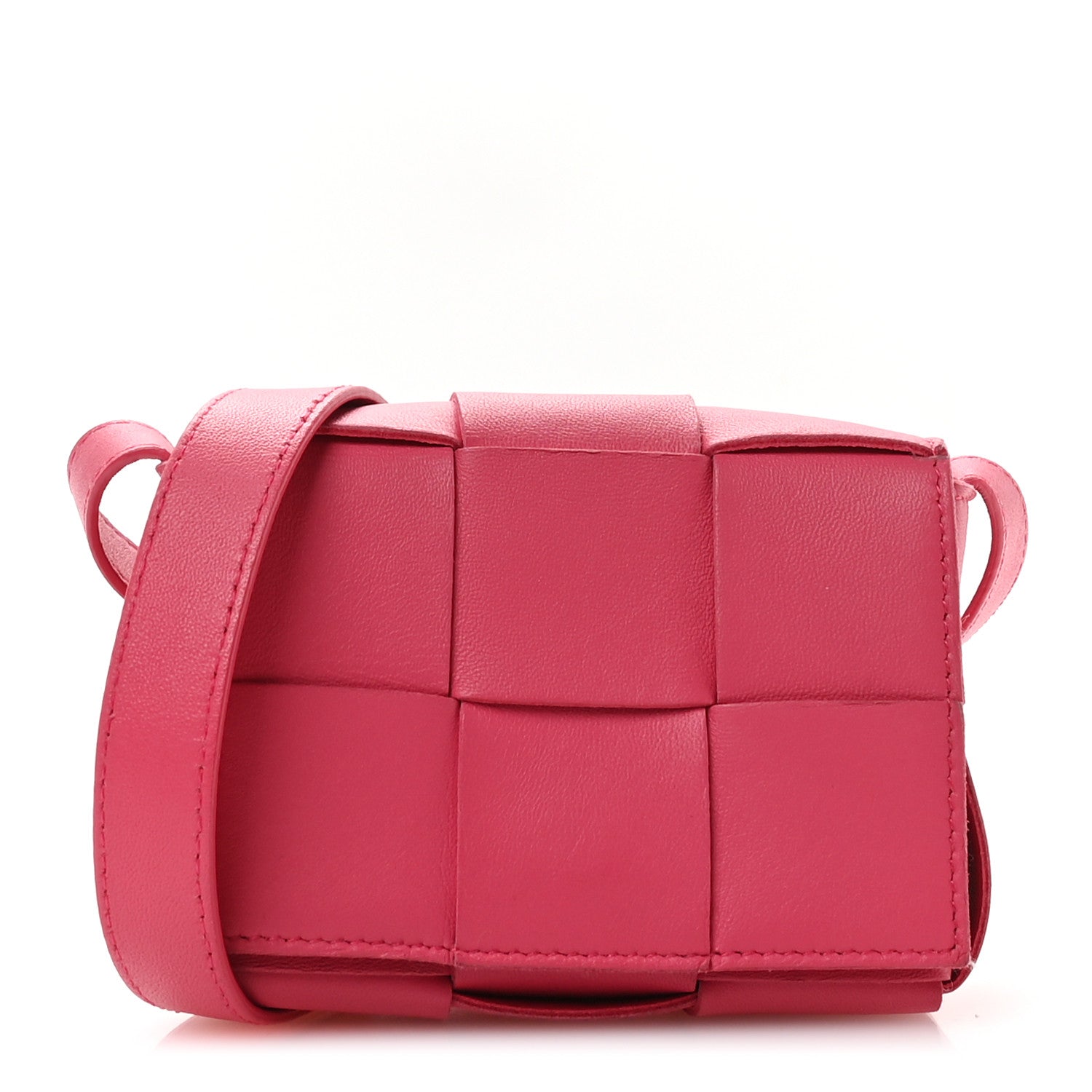 Bottega Veneta Lambskin Maxi Intrecciato Extra Mini Cassette Crossbody Bag Cranberry 1 of 9